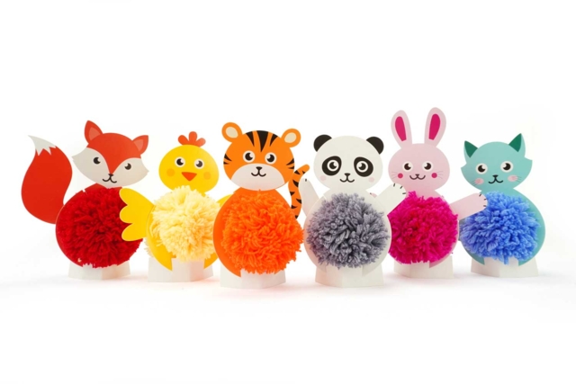Set de 6 animaux mignons en pompons - Kits Mercerie - 10doigts.fr