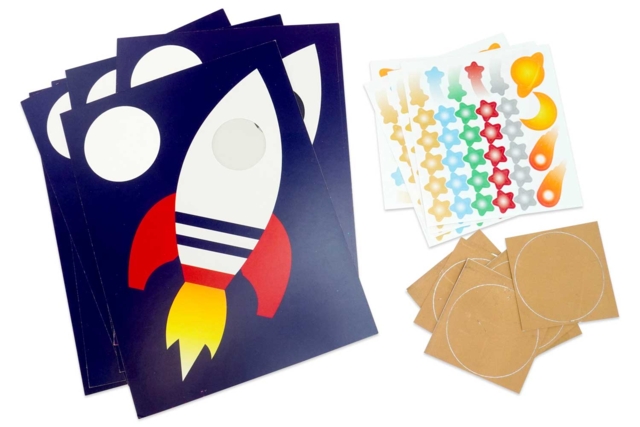 Set de 6 cartes cadre fusée + message caché - Kits carteries - 10doigts.fr