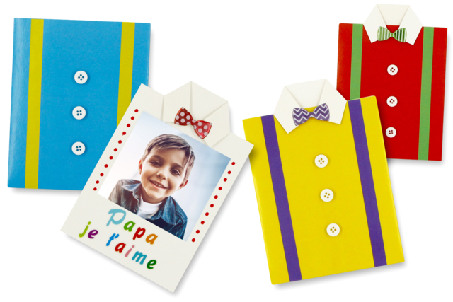 Set de 6 cartes chemises - Cartes à fabriquer pour la Fête des Pères - 10doigts.fr