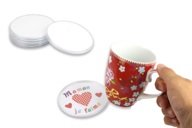 Set de 6 dessous de verre à personnaliser - Plastique Transparent - 10doigts.fr