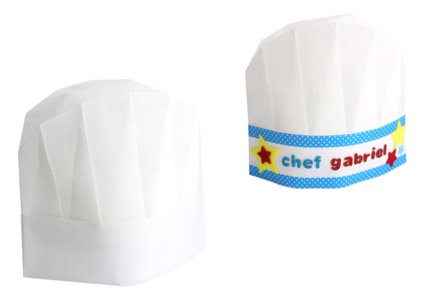 Set de 6 toques de chef en non tissé blanc - taille enfant ajustable  - Objets pour la cuisine à personnaliser pour votre décoration - 10doigts.fr