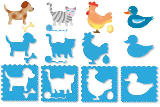 Set de 8 pochoirs + 8 tracettes : ANIMAUX - Pochoirs animaux : l’accessoire idéal pour créer vos univers sauvages - 10doigts.fr