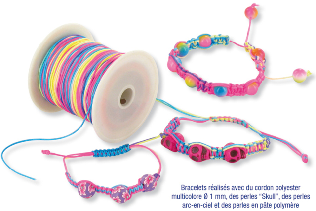 Shamballa (cordon polyester multicolore) - Bijoux Shamballas - 10doigts.fr