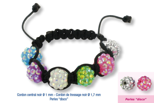 shamballa disco noir - Cordons queue de rat - 10doigts.fr