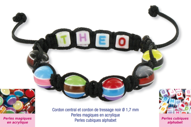 Shamballas avec des perles magiques + perles lettres - Bijoux messages - 10doigts.fr