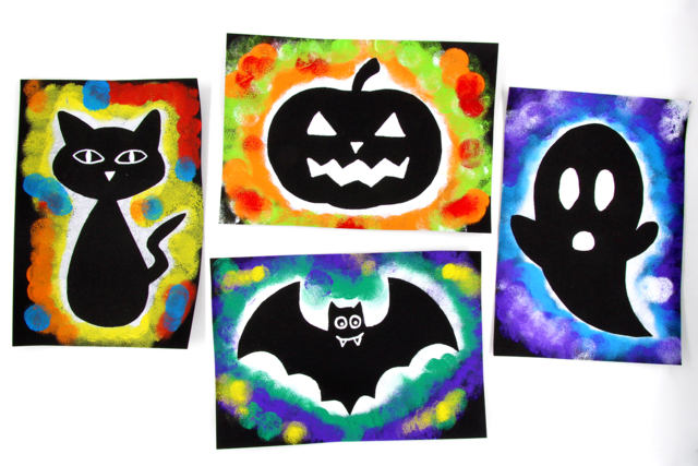 Silhouettes Halloween avec de la peinture - Peinture gouache 10doigts : la qualité professionnelle pour les enfants - 10doigts.fr