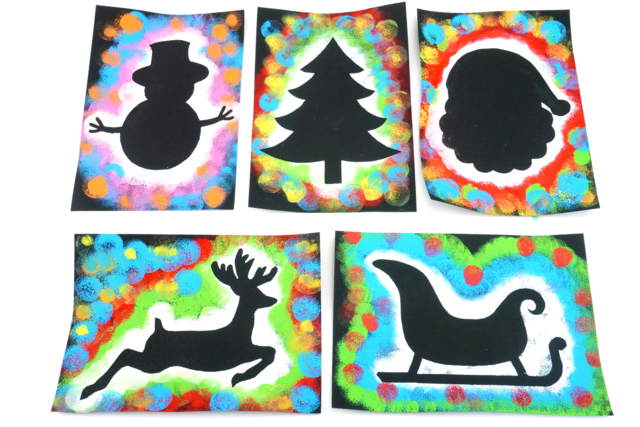Silhouettes Noël avec de la peinture - Tampons mousse, éponges - 10doigts.fr