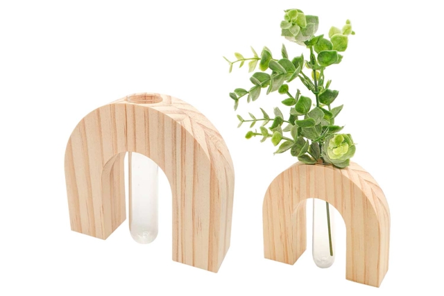 soliflore et socle en bois moderne - Vases et soliflores à décorer - 10doigts.fr