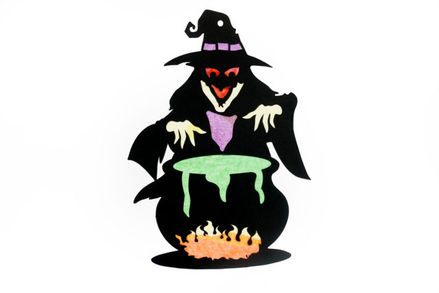 sorcière vitrail - Kits créatifs Halloween - 10doigts.fr