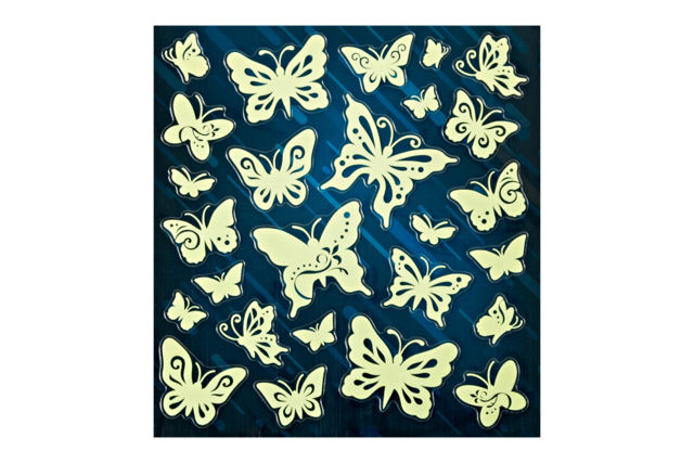 sticker papillons phosphorescents - Gommettes phosphorescentes : faites briller vos créations dans l'obscurité - 10doigts.fr