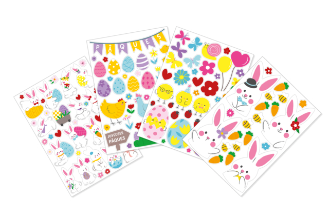 Stickers de pâques vitrostatiques - 106 pièces - Gommettes Pâques - 10doigts.fr