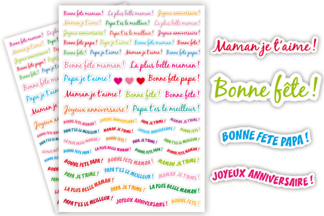 stickers fêtes - Gommettes Fête des parents : personnaliser vos cadeaux avec amour - 10doigts.fr