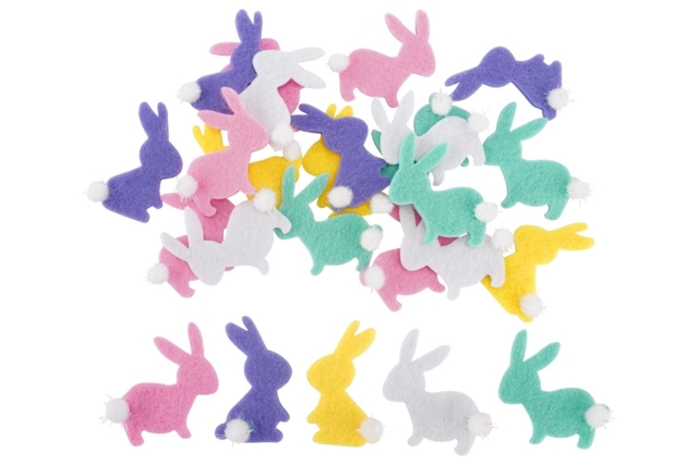 Stickers lapins en feutrine adhésive - 24 lapins - Stickers en feutrine : du relief et de la texture dans vos créations - 10doigts.fr