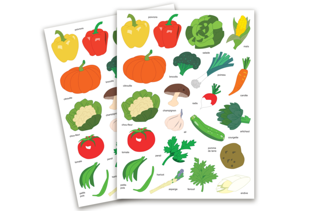stickers légumes  - Gommettes Fleurs, Fruits et Légumes - 10doigts.fr