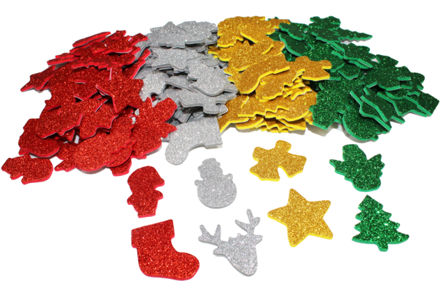 stickers noël en caoutchouc pailleté - Gommettes de Noël : autocollants et stickers créatifs pour enfants - 10doigts.fr