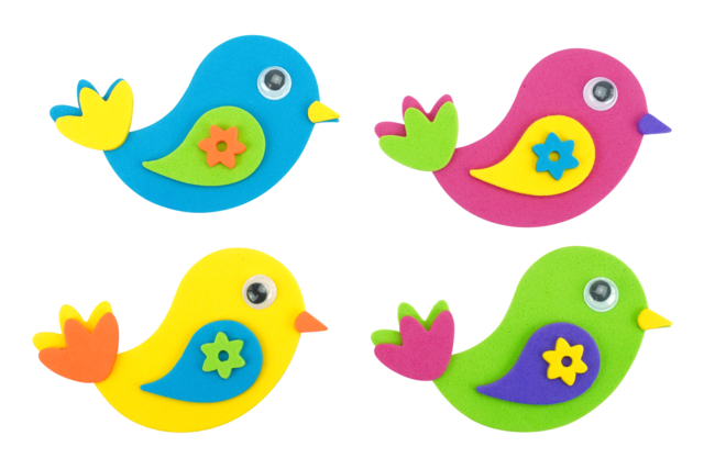 stickers oiseaux mousse enfant - Stickers mousse : donnez du volume à vos créations - 10doigts.fr