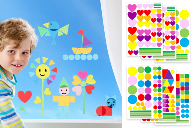 stickers vitres - Gommettes formes assorties : un univers pour créer sans limite - 10doigts.fr
