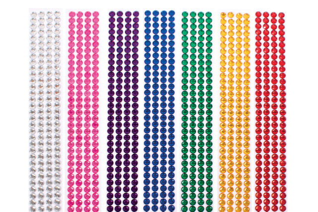 strass adhésifs colorés en bandes - Strass autocollants - 10doigts.fr