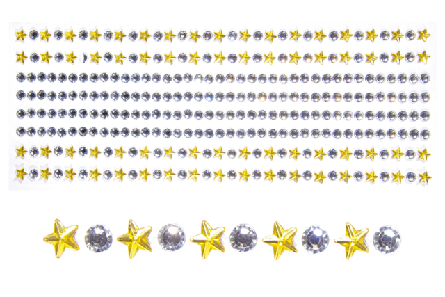 strass adhésifs étoiles noël or argent - Strass autocollants - 10doigts.fr