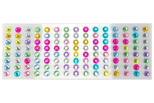 Strass autocollants en bande, Ø 1 cm - 120 pcs - Strass autocollants - 10doigts.fr