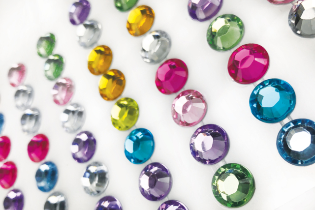 Strass autocollants en bande, Ø 1 cm  - Strass autocollants - 10doigts.fr