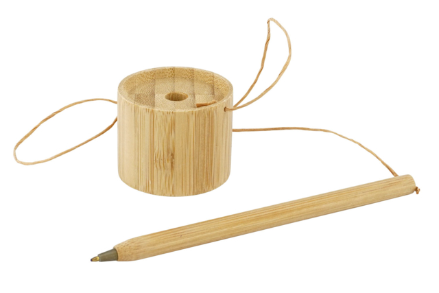 stylo bambou socle - Objets en bois à décorer pour le bureau - 10doigts.fr