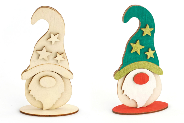 Support Gnome Noel Bois - Décorations de Noël en bois à décorer - 10doigts.fr