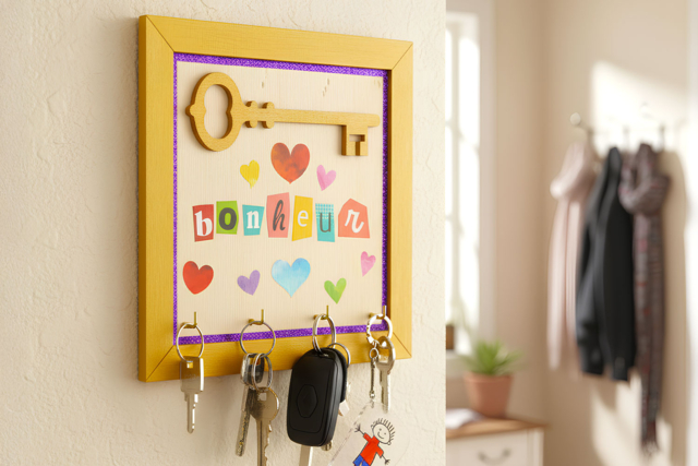 Support mural à clés en bois à monter - Porte-clés et range-clés pour Papa : une idée de cadeau personnalisé - 10doigts.fr