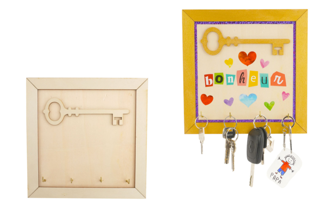 Support mural à clés en bois - Porte-clés et range-clés pour Papa : une idée de cadeau personnalisé - 10doigts.fr