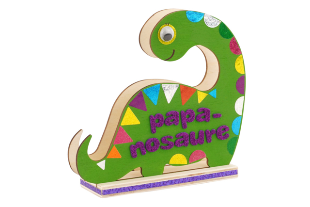 support papa dinosaure pour téléphone - Objets en bois à décorer pour le bureau - 10doigts.fr