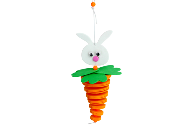 suspension pâques lapin carotte - Kits créatifs Pâques - 10doigts.fr
