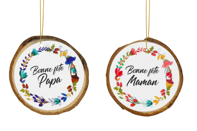suspension tranche de bois maman - Décorations de Noël en bois à décorer - 10doigts.fr
