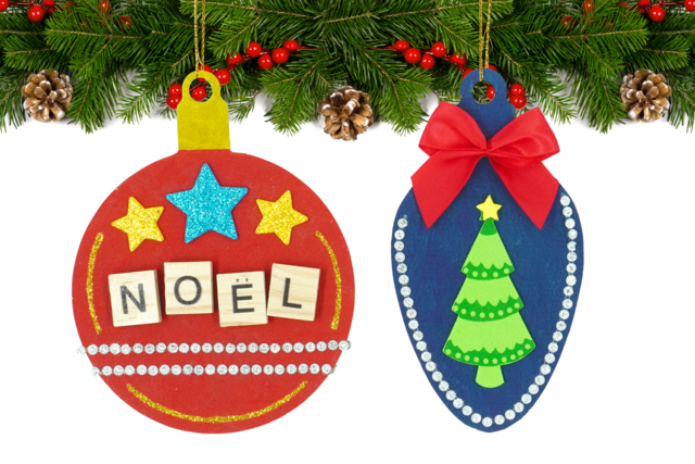 suspensions noël à personnaliser - Décorations de Noël en bois à décorer - 10doigts.fr