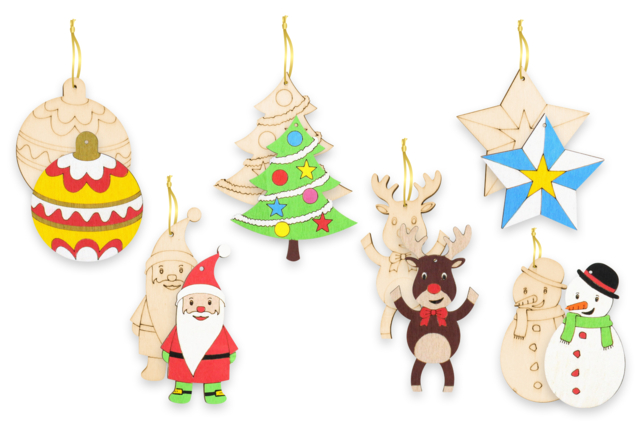 suspensions noël en bois gravé - Guirlandes et suspensions Noël - 10doigts.fr