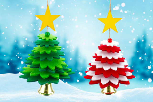 suspensions sapin feutrine à monter - Kits créatifs de Noël pour les enfants - 10doigts.fr