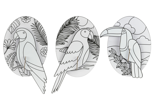 Tableau 3D perroquet  - Coloriage - 10doigts.fr