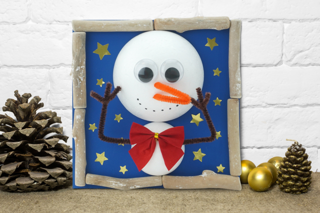 Tableau bonhomme de neige - Boules en polystyrène - 10doigts.fr