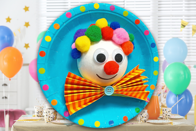 Tableau clown en 3D - Pompons pour bricolage créatif - 10doigts.fr