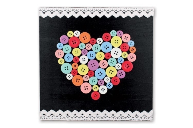 Tableau coeur en boutons - Boutons fantaisie et décoratifs pour tous vos DIY - 10doigts.fr
