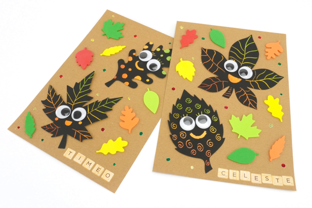 Tableau collage feuilles d'automne - Kits créatifs d'automne : des activités clé en main pour les enfants - 10doigts.fr