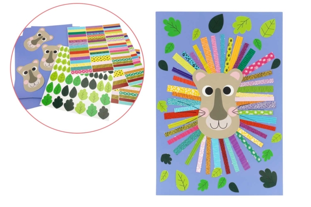 tableau collage lion - Activités collage et formes à coller - 10doigts.fr