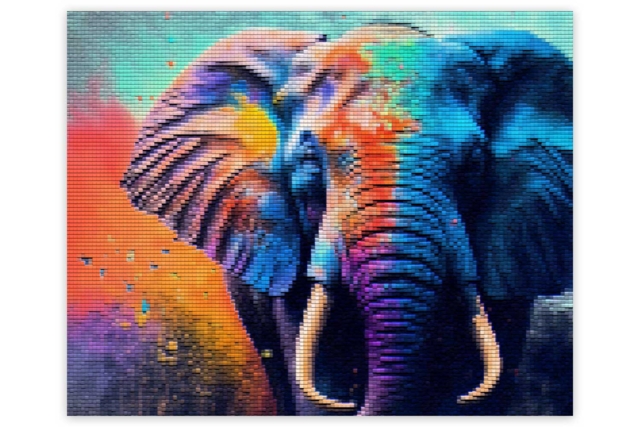 tableau éléphant - Diamond Painting : Kit complet - 10doigts.fr