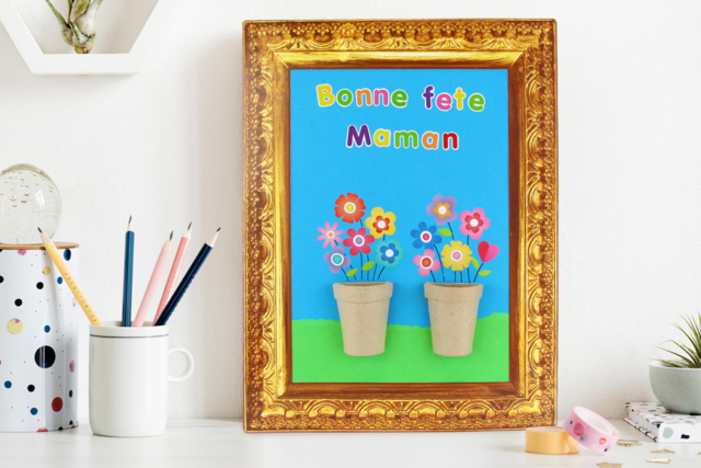 Tableau fleuri pour la fête des mères - Gommettes Fleurs, Fruits et Légumes - 10doigts.fr