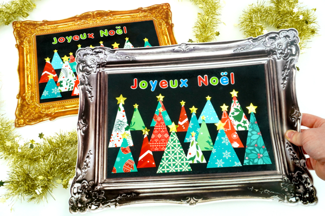 Tableau "Forêt de sapins de Noël" - Cadres en carton - 10doigts.fr