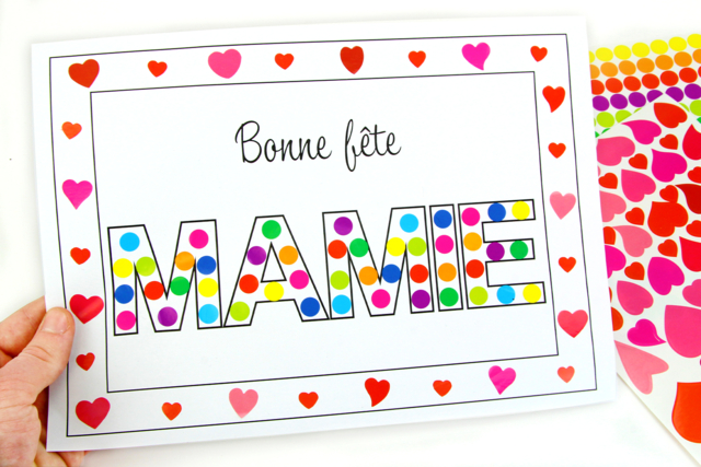 Tableau gommettes - Bonne fête mamie - Gommettes cœur : des cœurs adhésifs pour vos activités créatives - 10doigts.fr