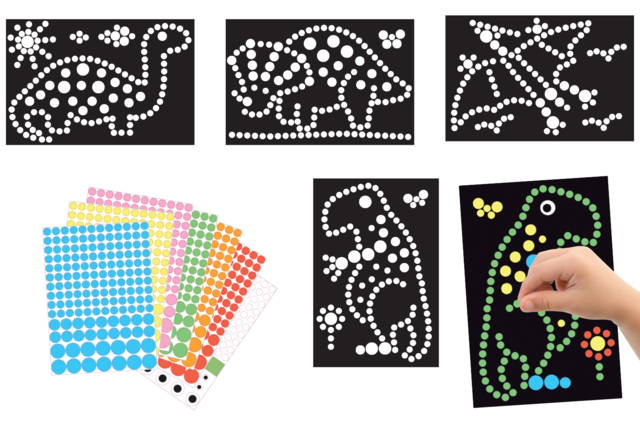 tableau gommettes dinosaures - Kits carteries - 10doigts.fr