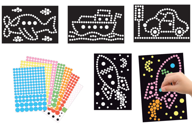 tableau gommettes transport - Kits carteries - 10doigts.fr