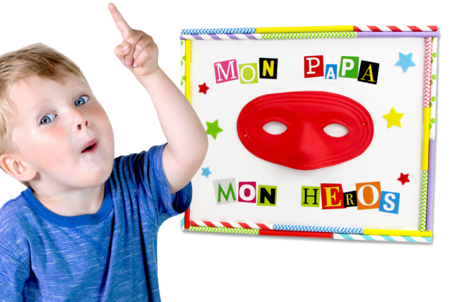 Tableau "Mon papa, mon héros" - Gommettes Alphabet, messages - 10doigts.fr