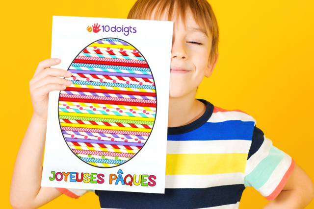 Tableau œuf de Pâques avec des pailles en carton - Carton plume et polystyrène - 10doigts.fr