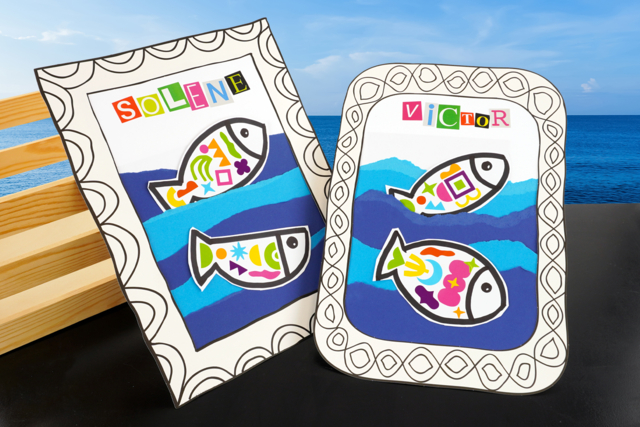 Tableau poissons colorés - Cadres en carton - 10doigts.fr